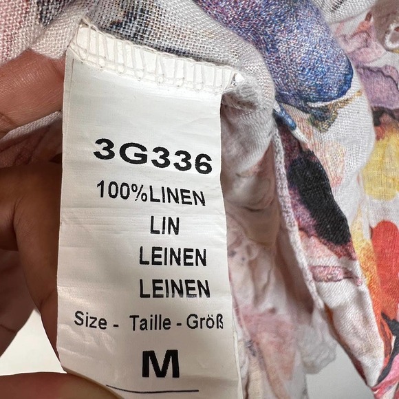 PIAZZA DEL TEMPIO Linen Faux Wrap Midi Skirt M Orange Purple Floral Ruffle EUC! - Picture 8 of 8